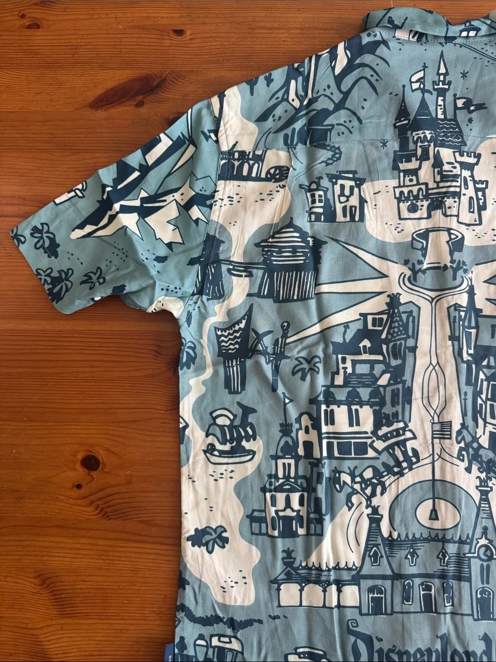 Disney Disneyland Vault 70th Anniversary Map Design Button Down Tee Shirt